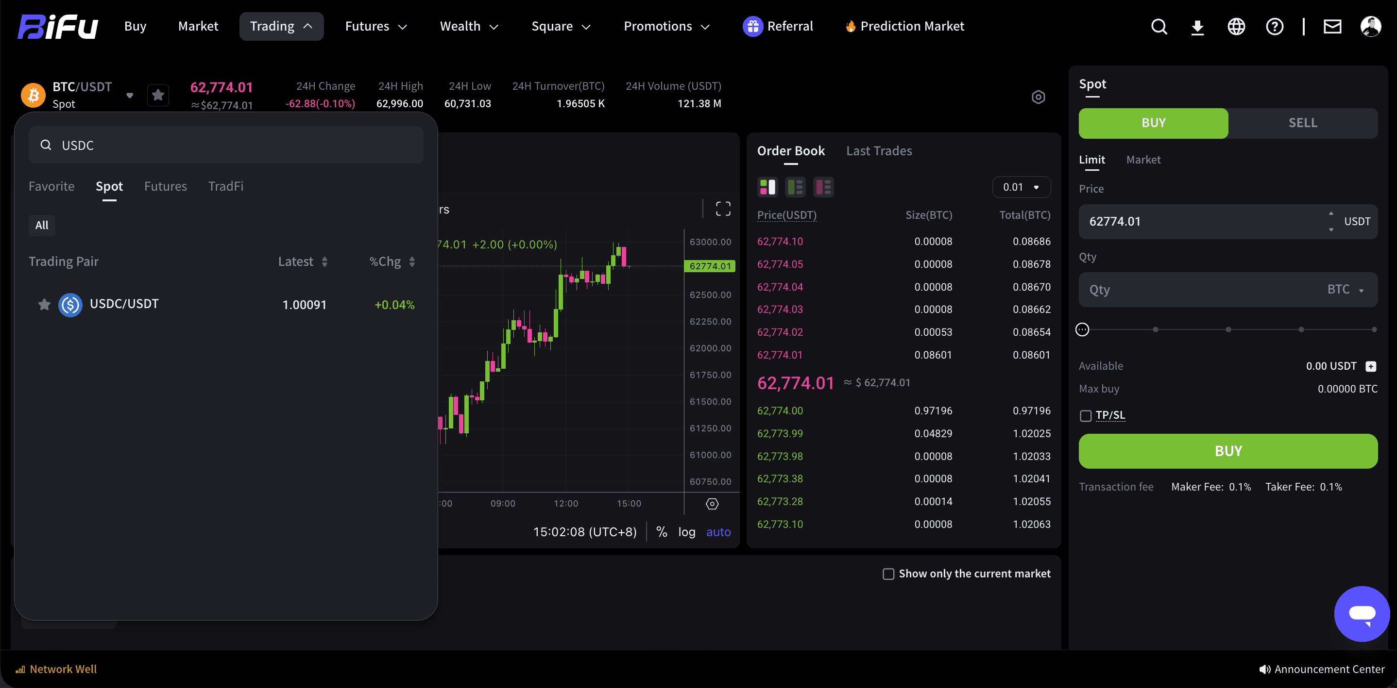 USDC/USDT spot purchase flow screenshot 3