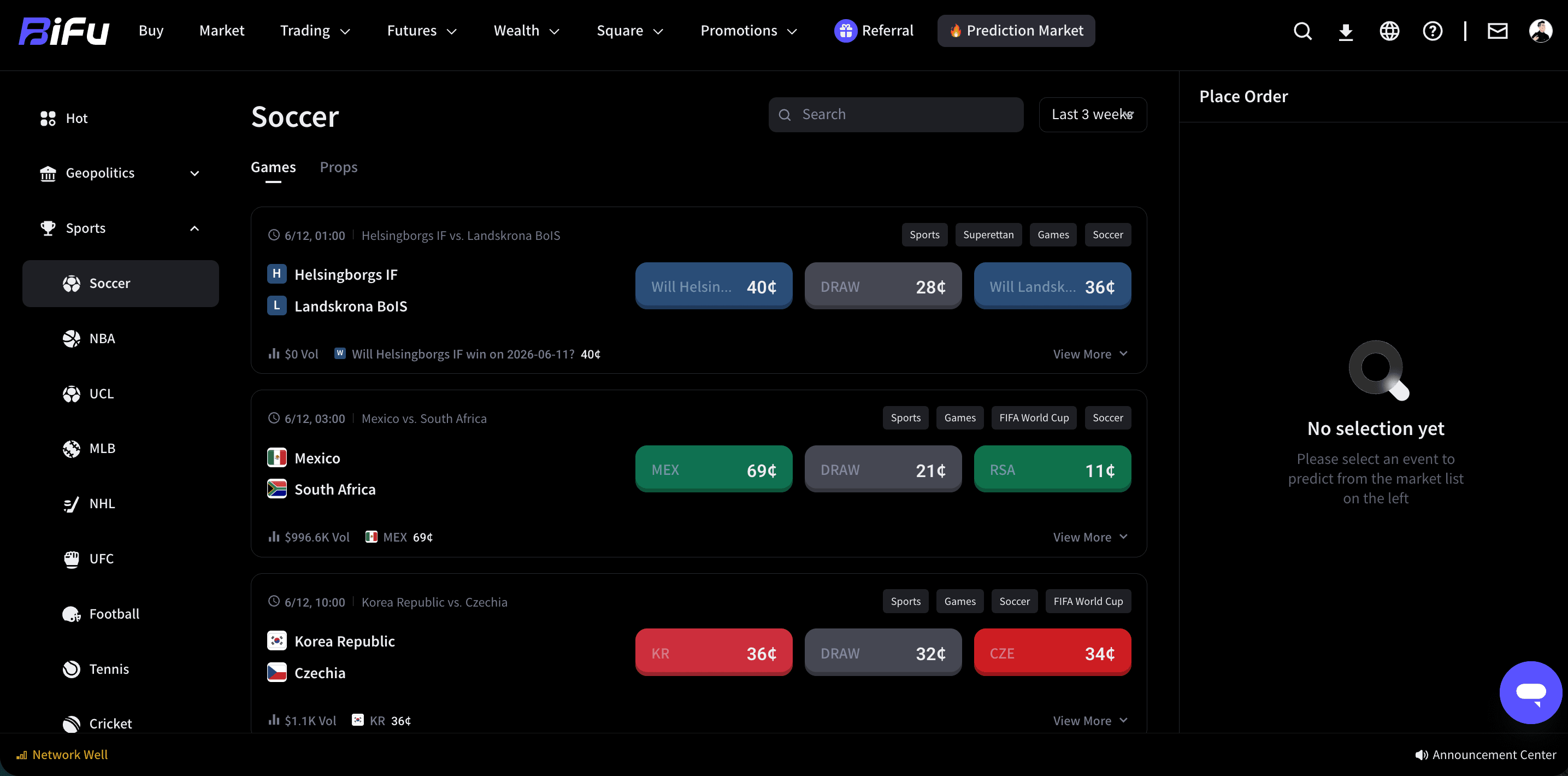 Bifu web Prediction Market entry screenshot 2