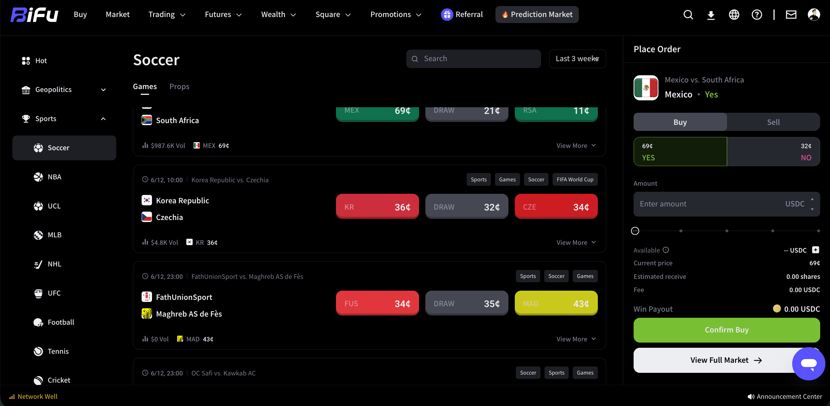 Market order and limit order selection screenshot 1