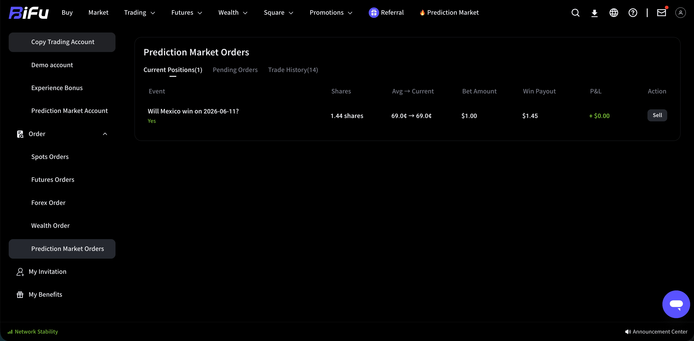 Order Center and Prediction Market Orders screenshot 1