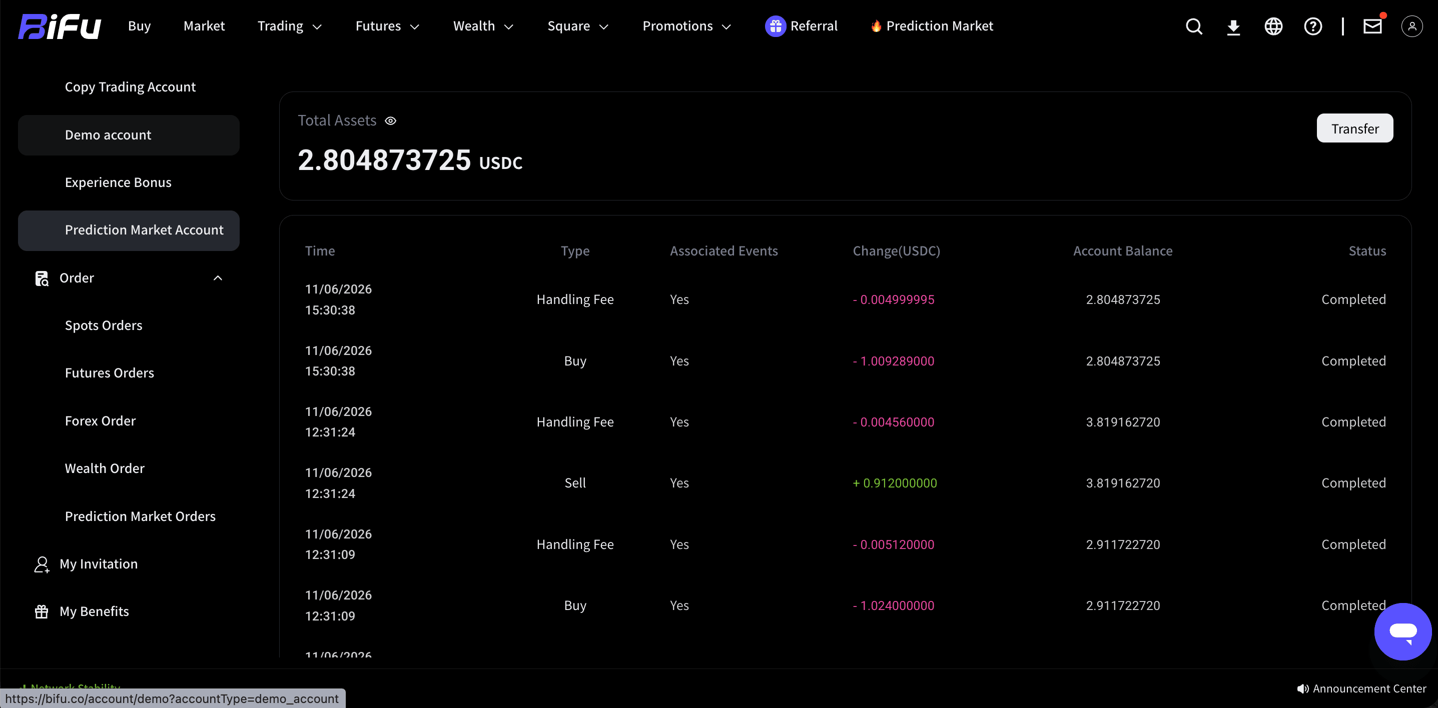 Order Center and Prediction Market Orders screenshot 2